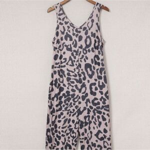 Leopard Print Pockets Wide Leg Jumpsuit